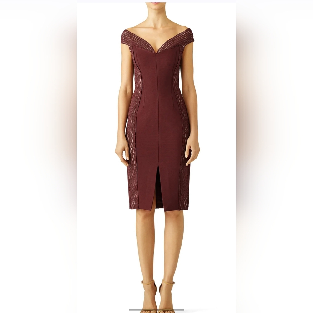 NWT Nicholas Elegant Burgundy Off-Shoulder Dress Sz 4
